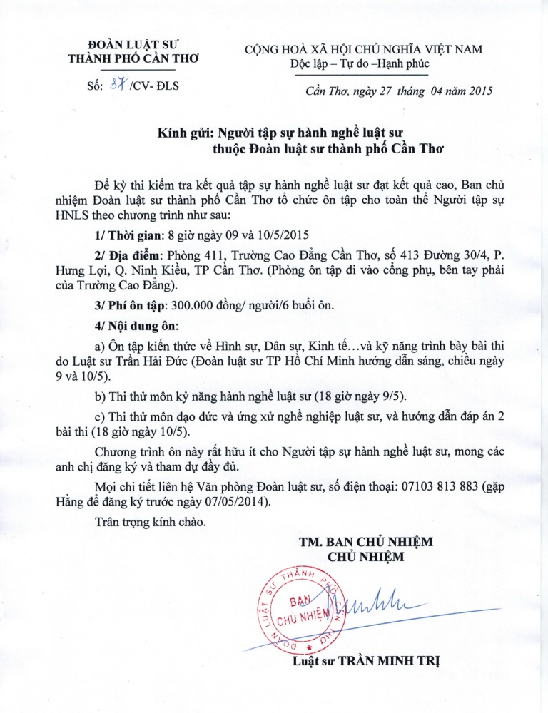 Nội dung của văn bản thông báo